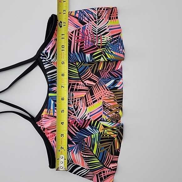 Ripzone 2 Piece Girls Tropical Leaf Pink Yellow Blue Print Bikini Set Size Large - Picture 8 of 12